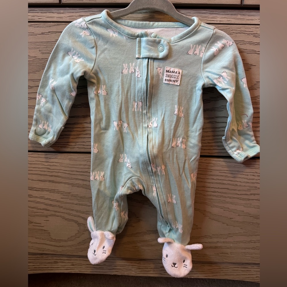 Mint Bunny Footed Onesie by Hanna Andersson